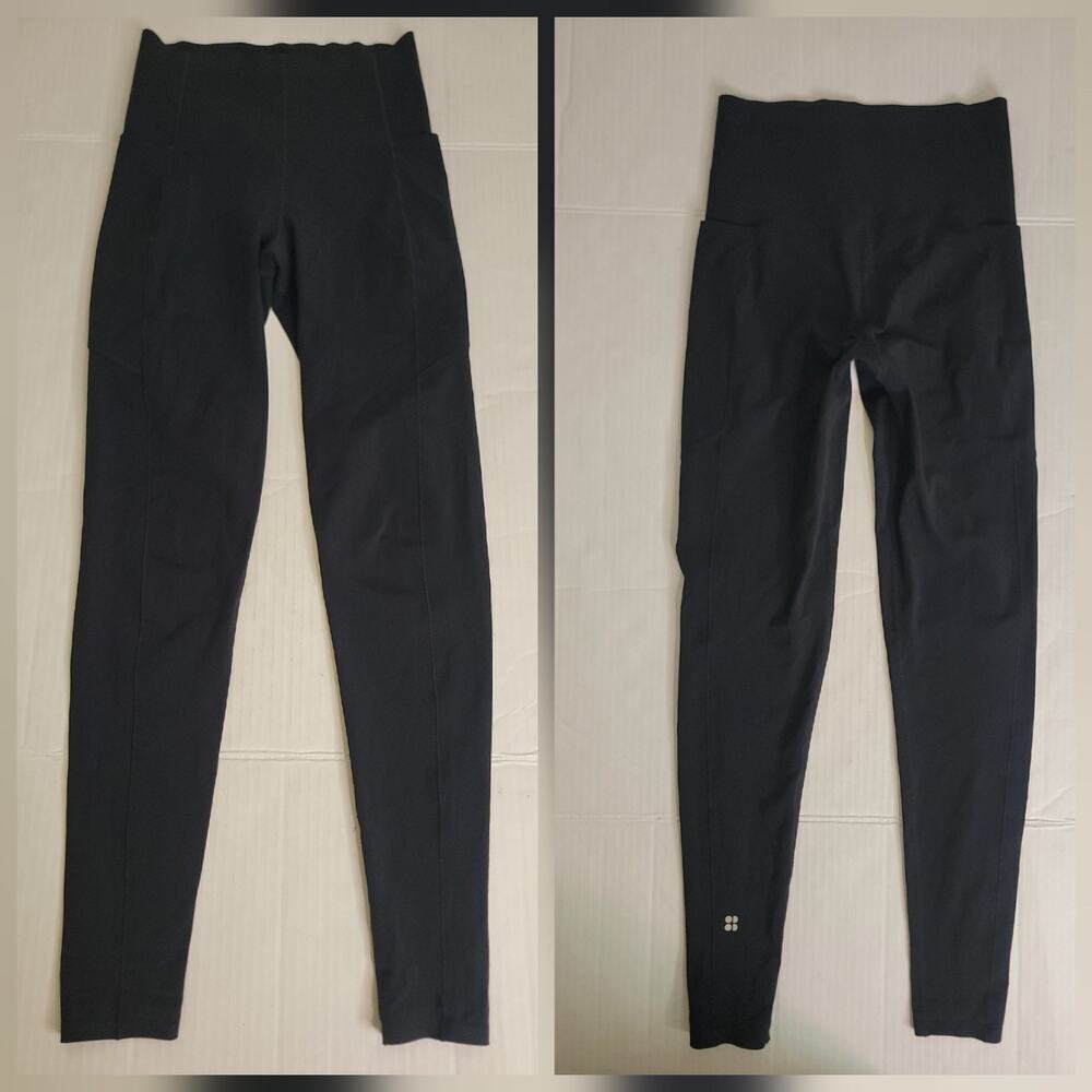 Sweaty Betty Full Length Power Leggings Black Size 4 Side Pockets Womens